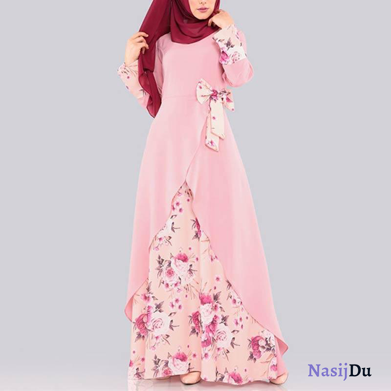 Abaya Flowered with bow tie